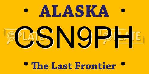 CSN9PH Alaska License Plate