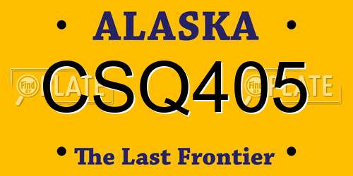 CSQ405 Alaska License Plate