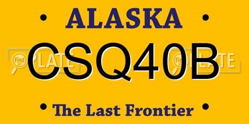 CSQ40B Alaska License Plate