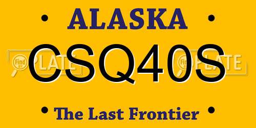 CSQ40S Alaska License Plate