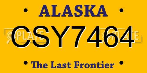 CSY7464 Alaska License Plate