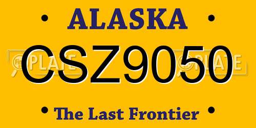 CSZ9050 Alaska License Plate