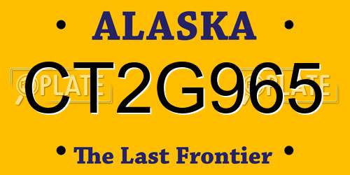 CT2G965 Alaska License Plate