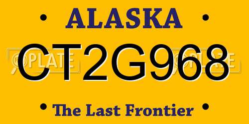 CT2G968 Alaska License Plate