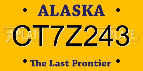 CT7Z243 Alaska License Plate