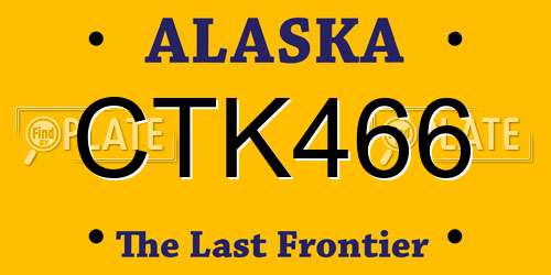CTK466 Alaska License Plate