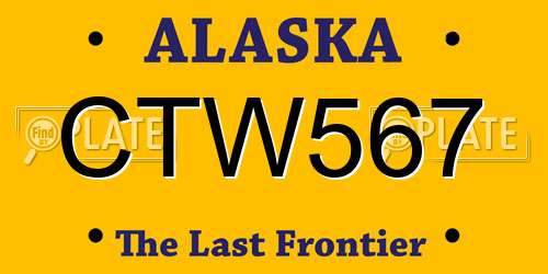 CTW567 Alaska License Plate