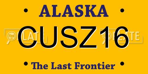 CUSZ16 Alaska License Plate