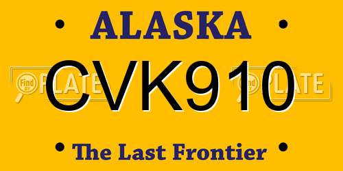 CVK910 Alaska License Plate