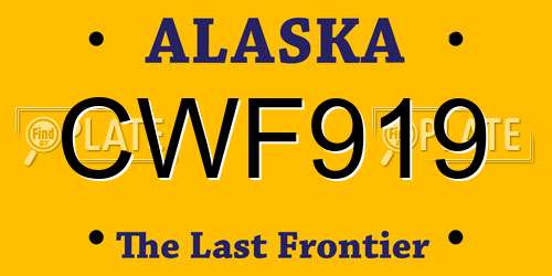 CWF919 Alaska License Plate