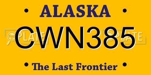 CWN385 Alaska License Plate
