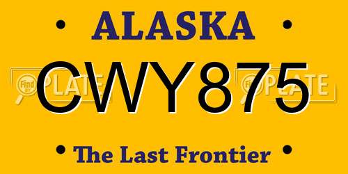 CWY875 Alaska License Plate