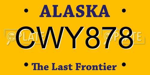 CWY878 Alaska License Plate
