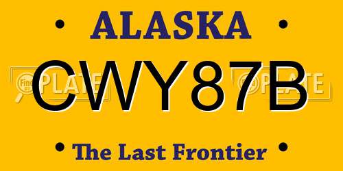 CWY87B Alaska License Plate