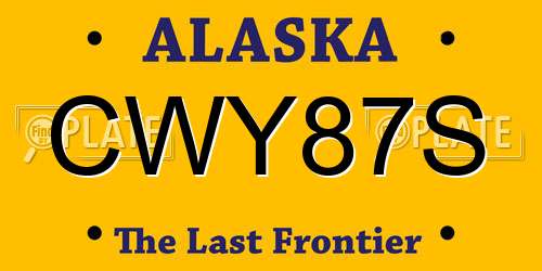 CWY87S Alaska License Plate