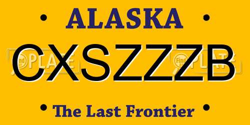 CXSZZZB Alaska License Plate