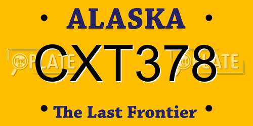 CXT378 Alaska License Plate