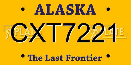 CXT7221 Alaska License Plate