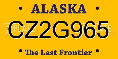 CZ2G965 Alaska License Plate