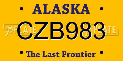CZB983 Alaska License Plate