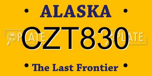 CZT830 Alaska License Plate