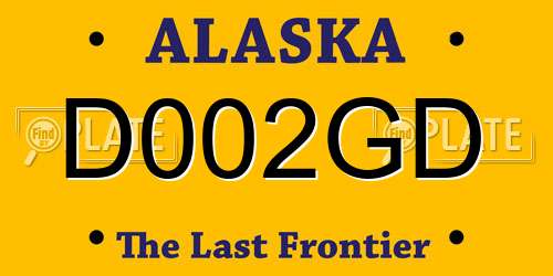 D002GD Alaska License Plate