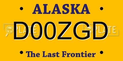 D00ZGD Alaska License Plate