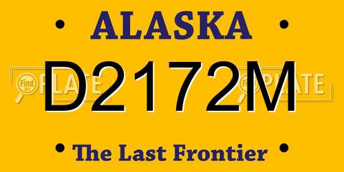 D2172M Alaska License Plate