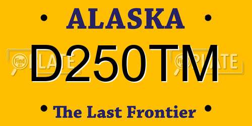 D250TM Alaska License Plate