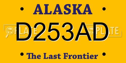 D253AD Alaska License Plate