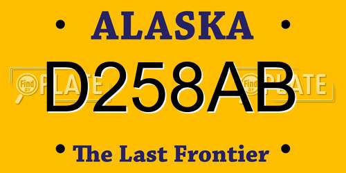 D258AB Alaska License Plate