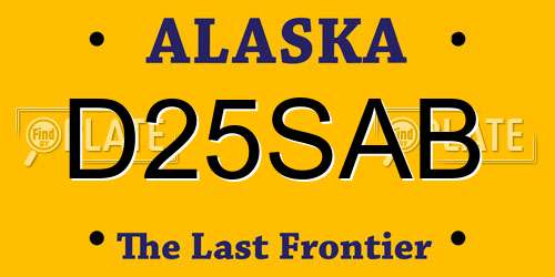 D25SAB Alaska License Plate