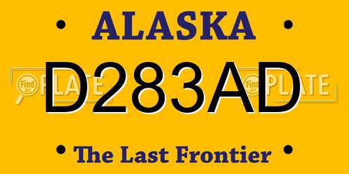 D283AD Alaska License Plate