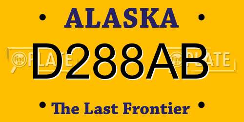 D288AB Alaska License Plate
