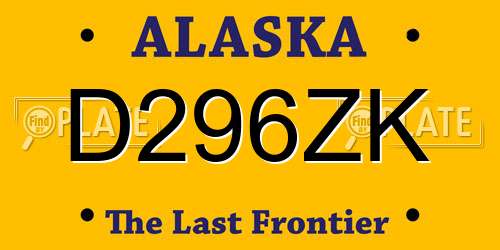 D296ZK Alaska License Plate