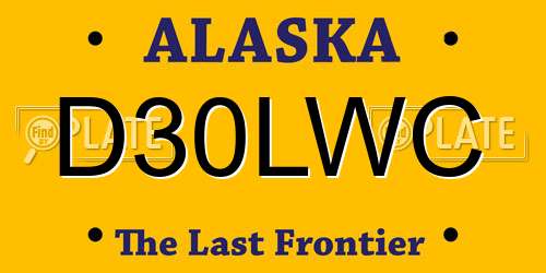 D30LWC Alaska License Plate