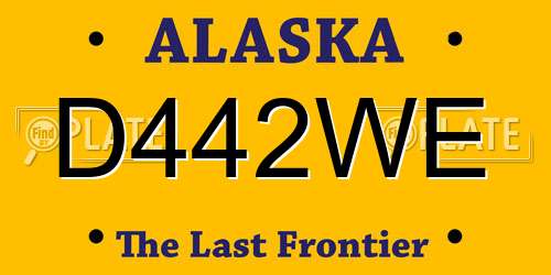 D442WE Alaska License Plate