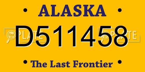 D511458 Alaska License Plate