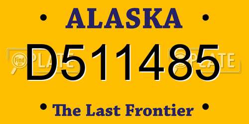 D511485 Alaska License Plate