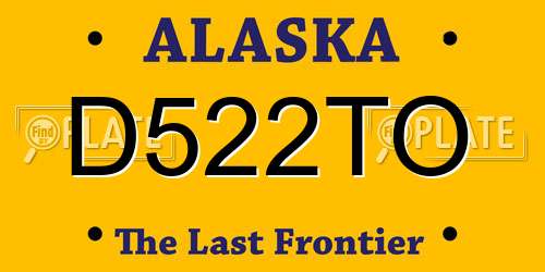 D522TO Alaska License Plate