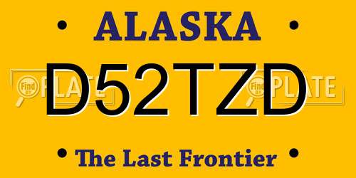 D52TZD Alaska License Plate
