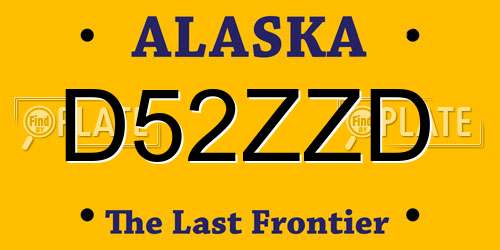 D52ZZD Alaska License Plate