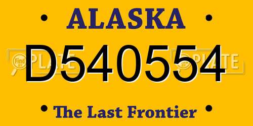 D540554 Alaska License Plate