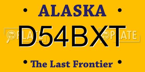 D54BXT Alaska License Plate