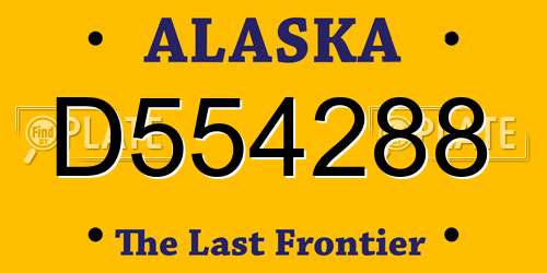 D554288 Alaska License Plate
