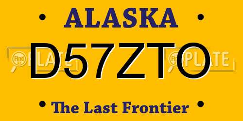 D57ZTO Alaska License Plate
