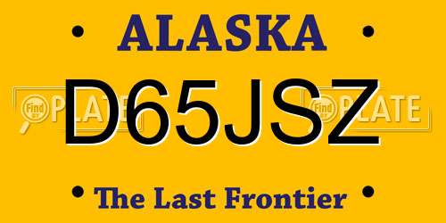 D65JSZ Alaska License Plate