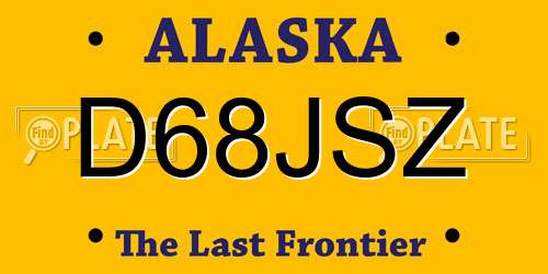 D68JSZ Alaska License Plate