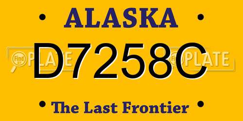 D7258C Alaska License Plate
