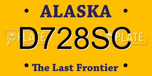 D728SC Alaska License Plate